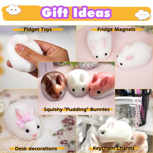 FUNSHOWCASE Taba Squishy Making Kit Gel+Bunny Silicone Mold+Flocking+Pigment - color: Bunny