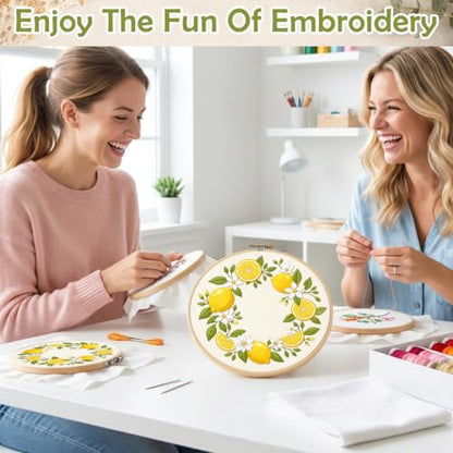 Nuberlic Embroidery Kit for Beginners Adults with Lemon Pattern - color: Lemon