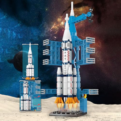 Vilbocr Space Rocket Building Blocks Set - （130-Piece ） STEM Toys for Kids Ages 6-12, Creative DIY Astronaut Adventure Kit, Cool Birthday Gifts for Boys & Girls - color: Rocket launcher
