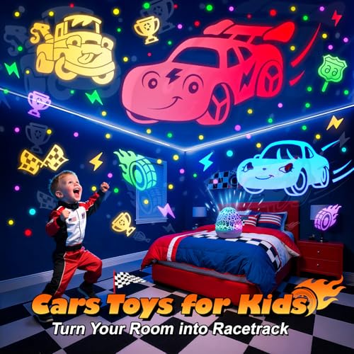 PIKOY Cars Toy Projector, 6 HD Films Kids Night Light, 15 Sounds Egg Light - color: Cars
