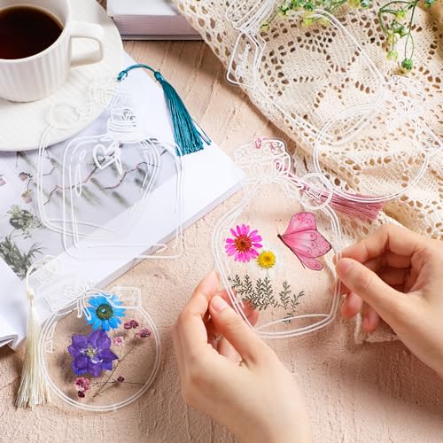 Taobary 91 Pcs DIY Dried Flowers Bookmarks Transparent, Fresh Color - color: Fresh Color