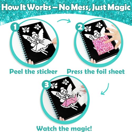 FUNNYB&G Foil Art Craft Kit for Kids, Sparkly Birthday Gift Toy for Girls - style: Fairy