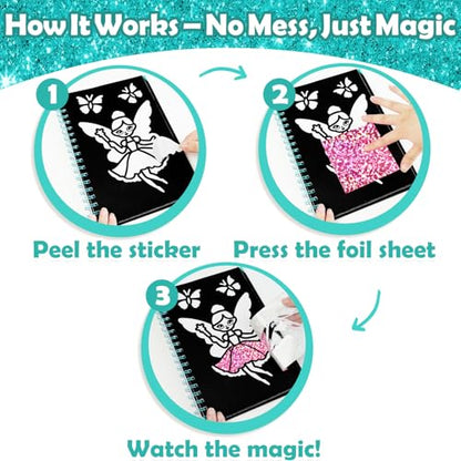FUNNYB&G Foil Art Craft Kit for Kids, Sparkly Birthday Gift Toy for Girls - style: Fairy