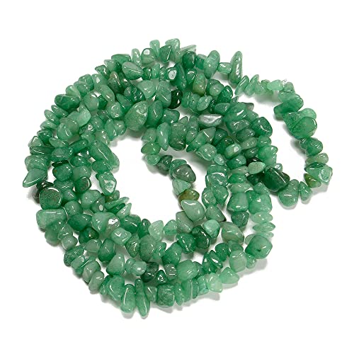7-8mm Natural Green Aventurine Gemstone Chips Healing Gravel Bracelets Necklace Kit Irregular Tumble Stone Beads DIY Crafts Design Jewelry Making 32" - color: Green Aventurine