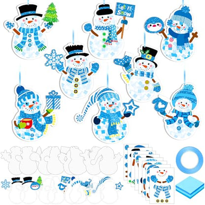 DoubleFill 48 Pcs Winter Snowman Suncatchers DIY Kit, Window Ornaments - style: Winter Snowman