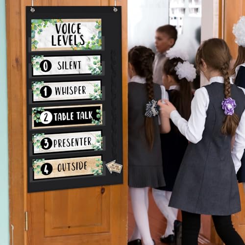 Funrous Eucalyptus Voice Level Classroom Pocket Voice Chart Classroom Decor - style: Eucalyptus