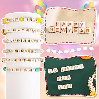 Augshy 1400pcs Square Acrylic Alphabet Beads Cube Letters Bead for Craft - color: Gold