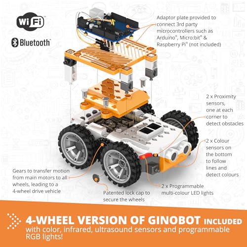 ENGINO: Coding Lab - Ginobot - 2 Model Expandable Robot Building Set, STEM Programming & Construction, Basic Coding Software, Snap Assembly, Kids 9+ - style: CODING LAB: GINOBOT