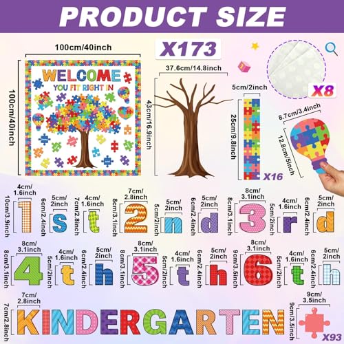 Motivational Bulletin Board Decoration Set Classroom Positive Inspirational Grade Decor Puzzle Pieces Cutouts for Chalkboards Welcome Back to School Home Wall (kindergarten，1st，2nd，3rd，4th，5th，6th) - style: Puzzle Pieces with Grade