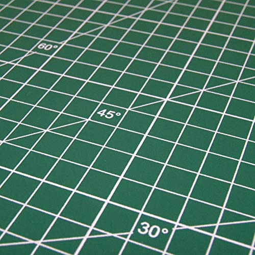 ELECTRONIX EXPRESS Self-Healing Cutting Mat 45cm x 30cm (17.71" x 11.81") with Grid Lines 40cm x 25cm, 3mm Thick, Metric Measurements, Angle Guides, Green - size: 17.7"L x 11.8"W
