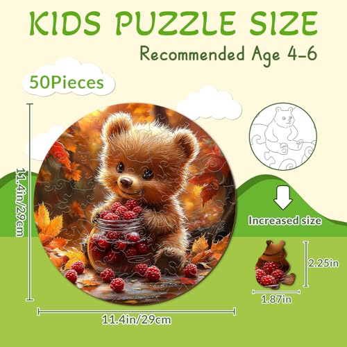 Animal Wooden Puzzles for Kids Ages 6-8 - Berry Bear - color: Berry Bear