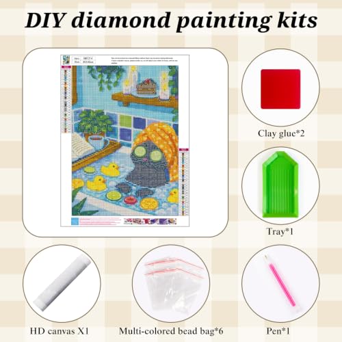 Animal Diamond Painting Kits for Adults,Funny Cat Spa Diamond Art Kits - color: KM1314-1