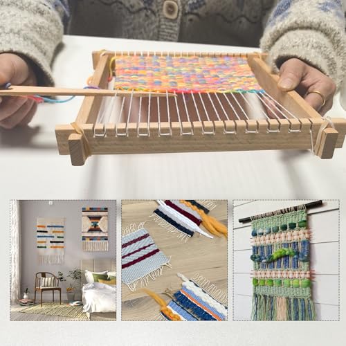 LYKTRIX Weaving Loom for Kids Age 6-12,Small Wooden Weaving Loom Kit,Suitable for Beginners and Children, 9 * 11 inch Knitting Loom Kit Includes Instructions and Enough Yarn 28×24cm - size: 28×24cm