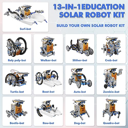 STEM 13-in-1 Education Solar Power Robots Toys for Boys Age 8-12 - color: Blue Gray