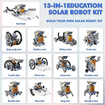 STEM 13-in-1 Education Solar Power Robots Toys for Boys Age 8-12 - color: Blue Gray