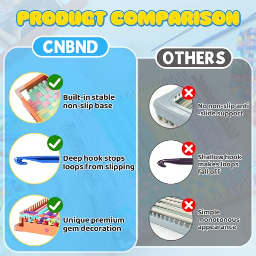 Cnbnd Aluminum Weaving Loom for Kids Adult, 7.5 Inch Weaving Loom Kit - color: Light orange