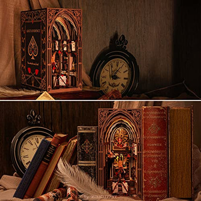 MiniCity Alice in Wonderland Book Nook Kit, Wooden Miniature House with LED - color: Alice in Wonderland