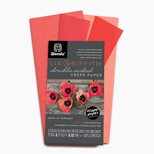 Lia Griffith Double Sided Crepe Paper Folds Roll, 6.7-Square Feet, Strawberry and Tulip Pink, Flamingo and Peony Pink - color: Strawberry and Tulip Pink, Flamingo and Peony Pink, size: 6.7-Square Feet