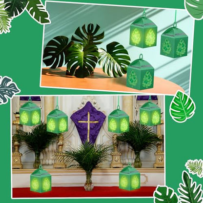 Simgoing 12 Sets Palm Sunday Craft Easter Tissue Paper Lantern Craft - style: Easter Palm