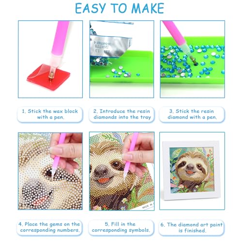 Libfx Diamond Art Kits for Kids with Frame Diamond Art for Girls Boys Beginners Arts and Crafts Birthday Gifts (Sloth) - color: Sloth