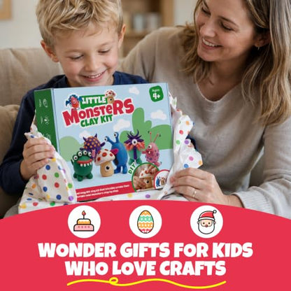 Air Dry Clay Kit for Kids, 12 Monsters Halloween Modeling Magic Clay Sculpting Set, DIY Party Favors Arts & Crafts for Kids Ages 4-12, Ultra Light & Soft, Safe & Non-Stick with Tools & Tutorials