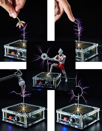 WARDENCLYFFE Tesla Coil 8 Entry Transparent Tesla Coil, Single-Knob Control, 8 cm(3.1 inches) Arc, STEM Desktop Demonstration for Beginners