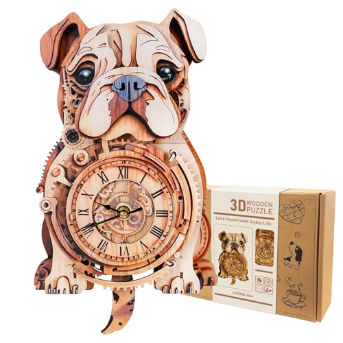 3D Wooden Puzzle for Adults - Bulldog Clock - color: 3d Bulldog Clock