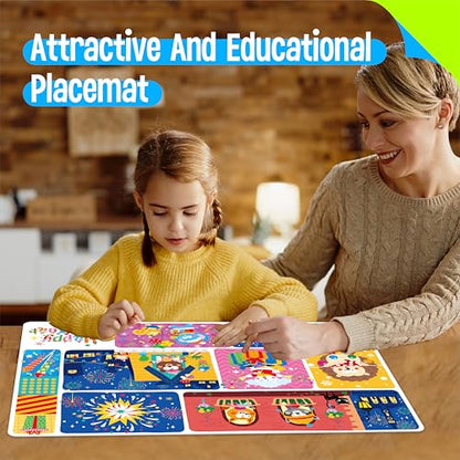6 Pack Placemats for Kids, Non-Slip Washable Table Mats, Reusable Holiday Themed Dining Mats - Christmas, Halloween, Thanksgiving, Easter, Educational Placemats for Home, Classroom, Nursery - style: Holiday
