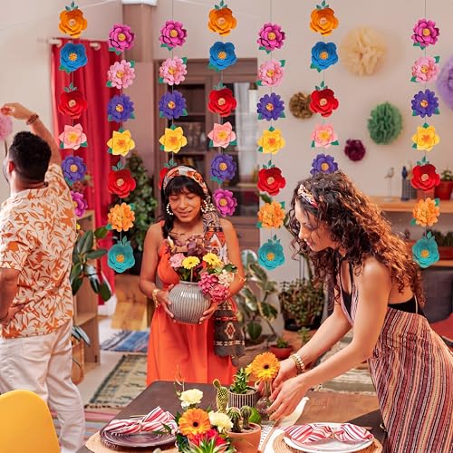 Spakon 8 Pcs Mexican Paper Flower Decorations Mexican Fiesta Garlands - color: Mexican Festival