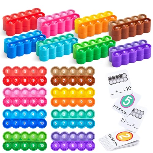 JoyCat 8 Ten Frame Math Manipulatives with 20 Task Cards, Ages 3-5