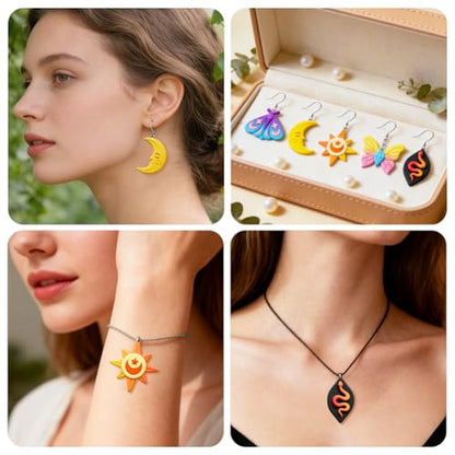 ORIGACH 15 Pcs Mystic Divination Theme Polymer Clay Cutters Set Sun Moon Star Butterfly Shape Earring Clay Cutter DIY Craft Supplies for Earring and Jewelry Making - style: Mystic Divination