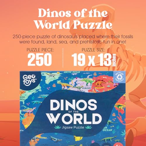 Dinos of the World 19"x13" Jigsaw Puzzles for Kids, 250 Piece Fun Puzzles