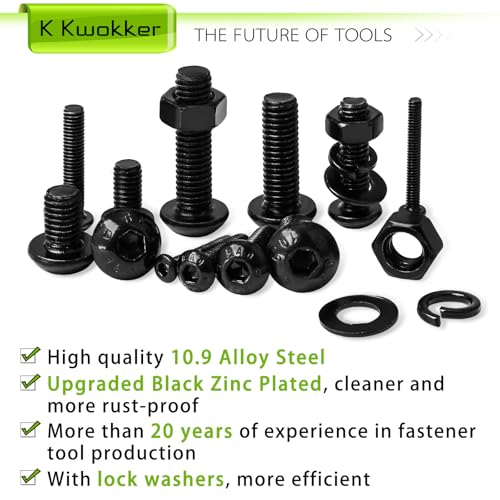 2410Pcs M2 M3 M4 M5 Nuts and Bolts Assortment Kit 4MM to 20MM Upgraded Zinc Plated Hex Button Head Cap Metric Machine Screws, 10.9 Alloy Steel Bolts and Nuts Kit w/Lock Washers for Screws - size: M. M2 M3 M4 M5