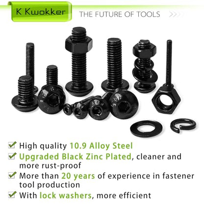 1724Pcs 24 Size M2 M3 M4 M5 Hex Button Head Cap Screw Bolts and Nuts Kit 8MM to 25MM, Upgraded Zinc Plated 10.9 Alloy Steel Nuts and Bolts Assortment Kit Metric Machine Screws - size: E. M2 M3 M4 M5