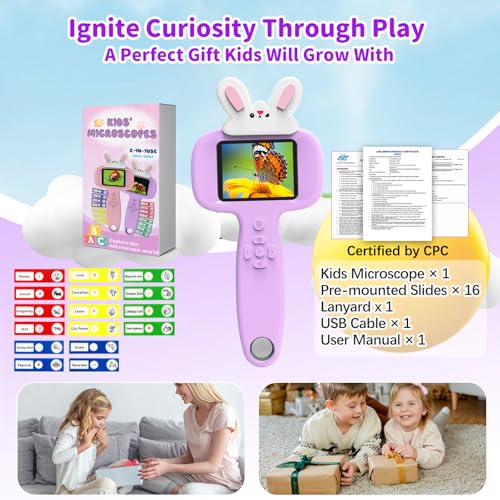 BLACKROOT Microscope for Kids, 2.4" Handheld Digital Pocket Microscope - color: Purple