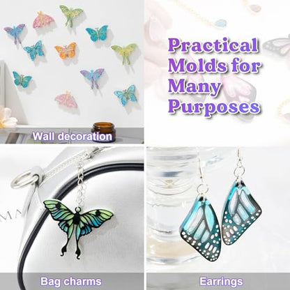 LET'S RESIN Resin Earring Molds, 2 Pcs Resin Molds Silicone with Butterfly Moth Wings Shapes, Silicone Molds for Resin Jewelry, DIY Art Craft - color: Butterfly Earring Molds