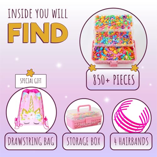 Orian Jewelry Making Kit for Girls, 850+ Pop Beads, Bracelet & Necklace - size: 850+ Piece Set