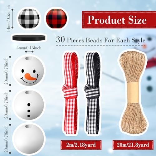 Landical 180 Piece Christmas Crafts Snowman Wooden Bead DIY, Classic Color - color: Classic Color