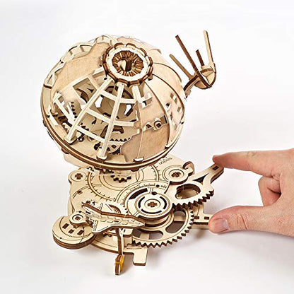 UGEARS Globe 3D Wooden Puzzles for Adults - Wooden Model Kits for Adults Brain Teaser Puzzles Models for Adult to Build Mechanical Models Educational World Globes Puzzle Hobby Set