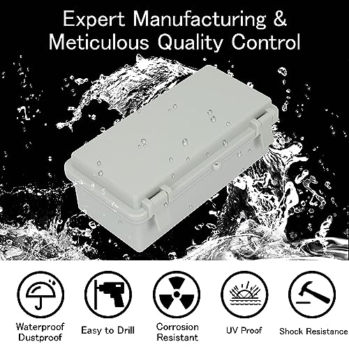 Junction Box IP65 Waterproof Electrical Box Outdoor ABS Plastic Project Box Hinged Shell Universal Enclosure Box with Mounting Plate, Wall Brackets, Cable Glands 7.1" x 3.1" x 2.5" - color: Grey, size: 7.1" x 3.1" x 2.5"