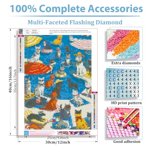 Cat Diamond Art Kits for Adults, Diamond Painting Kits for Adults 12x16 in - color: Cat 2
