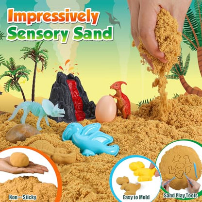 FRUSE Dinosaur Sensory Sand Kit,Sensory Bin Sand Toy,Dinosaur Toys for Kids