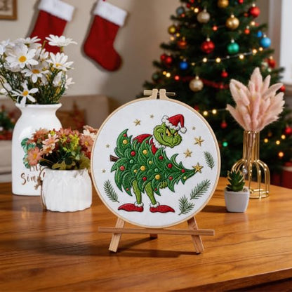 BBLYBD Christmas Embroidery Kit, 4 Set Embroidery Starter Kit, Cross Stitch Kits with Pre-Printed Embroidery Fabric, Hoops, Step-by-Step Instructions, Color Threads & Needles (Christmas02-4 Set) - color: Christmas02-4 Set