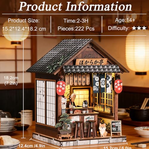Music Park Book Nook Kit for Adults, 3D Wooden Puzzle Izakaya Pub with LED - color: Izakaya Pub