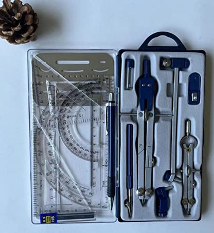 Professional Precision Metal Compass Drawing Kit, Up to 18 Inch Diameter Geometry Drafting Tool Set for Students, Engineers and Architects