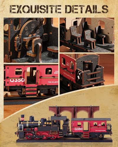3D Puzzles for Adults -Steam Train, Wooden Model Kits Building Set for Adults, DIY Crafts Kits Hobby Creative Gift Ideas(Steam Journey-405PCS)