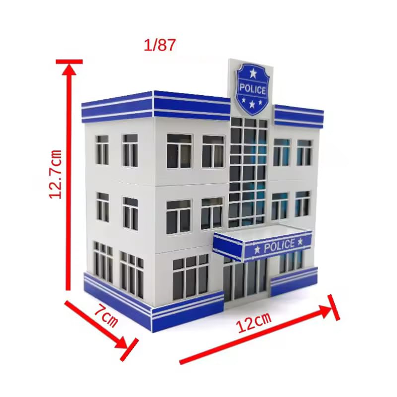 EatingBiting N Scale 1/87 1:87 Police Station Building Assembling Model Outland Realism Scene for DIY Sand Table Garden Micro Landscape Ornaments Decor Supply DIY Player Spray Painting