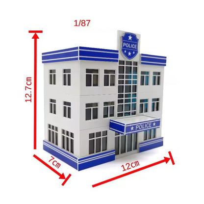 EatingBiting N Scale 1/87 1:87 Police Station Building Assembling Model Outland Realism Scene for DIY Sand Table Garden Micro Landscape Ornaments Decor Supply DIY Player Spray Painting