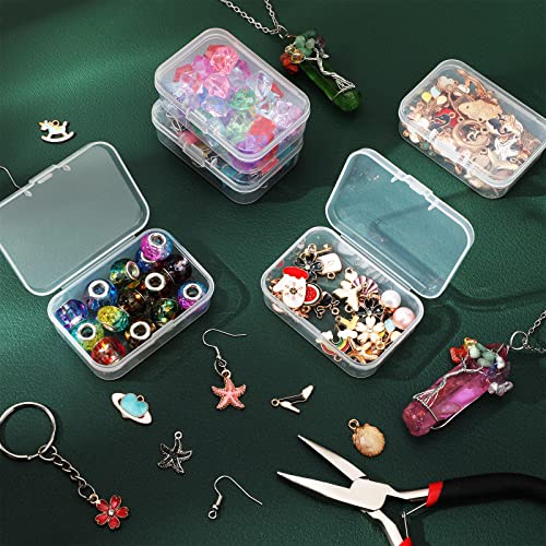 SATINIOR 48 Packs Clear Small Plastic Containers Transparent Storage Box with Hinged Lid for Small Items Crafts Jewelry (2.52 x 1.73 x 0.79 Inches) (CH-SATINIOR-423619) - size: 2.52 x 1.73 x 0.79 in