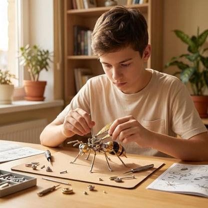 3D Metal Puzzle Model Mechanical Kits for Adults Teens Steampunk Hornet Insect 140+ Parts 2-3 Hours Build Assembly Cool Desk Decor Christmas & Birthday Gift for Men (Hornet) - style: Hornet